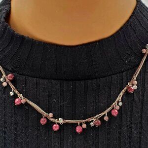 Multistrand Beaded Silver Tone Necklace